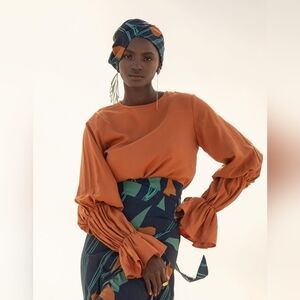 Diarrablu Sustainable Lena Top Solid Rust‎ balloon sleeves blouse S